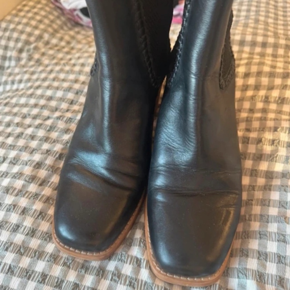 Boden Dark Leather Ankle Boots